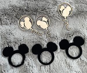 Mickey Mouse Plastic Napkin Ring Set Balloon Wood Shape Cutout Birthday Decor
